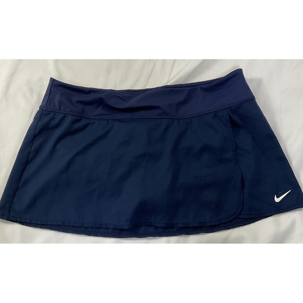 Nike Micro Mini Skirt Womens Size L Navy Blue Stretch Skort Tennis Golf 160